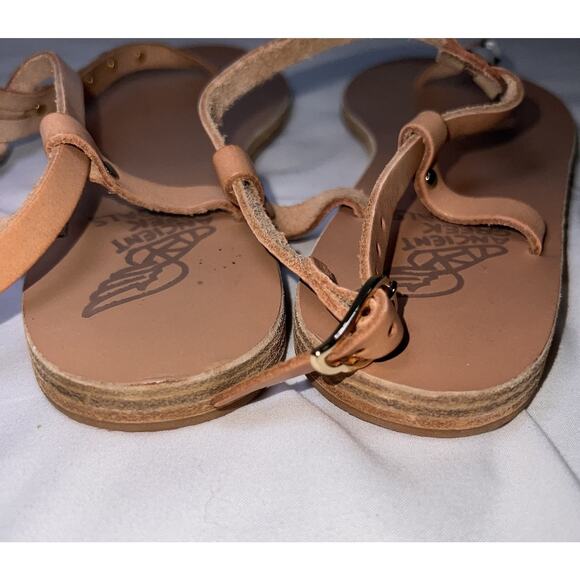 Ancient Greek Sandals Eu Size 39 US 8.5 Beige Studded Thong Ankle Strap Casual - Picture 5 of 11